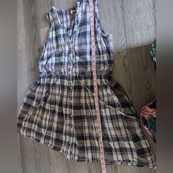 Gap Madras Plaid Sleeveless Button Down Drawstring Tie Shirt Dress Size 8 - Picture 7 of 7